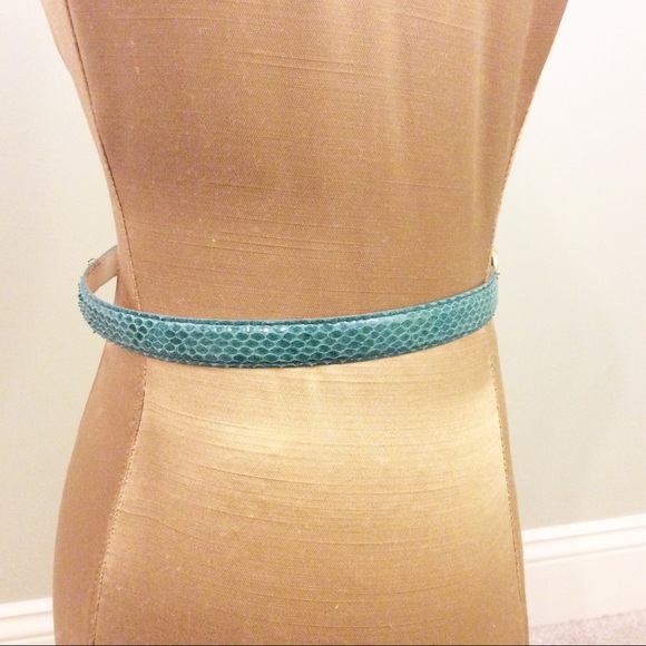Green Genuine Snakeskin Slimline Belt 1” wide M/L - Picture 3 of 6